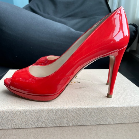 Prada Peep Toe Pump Red - Picture 3 of 4